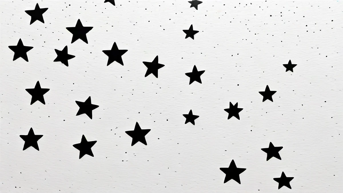 Un lienzo con estrellas dibujadas en un cielo nocturno.