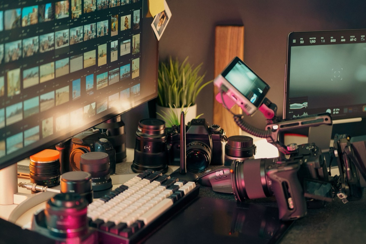Station de montage vidéo professionnelle avec écran haute résolution